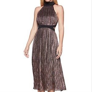BCBGeneration Bow-Back Metallic Midi Dress Size 10